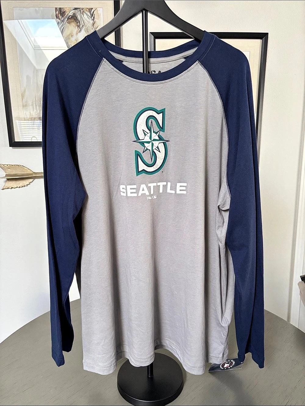 MLB Seattle Mariners MLB raglan shirt Men's Gray & Blue NWT Size XX-Large